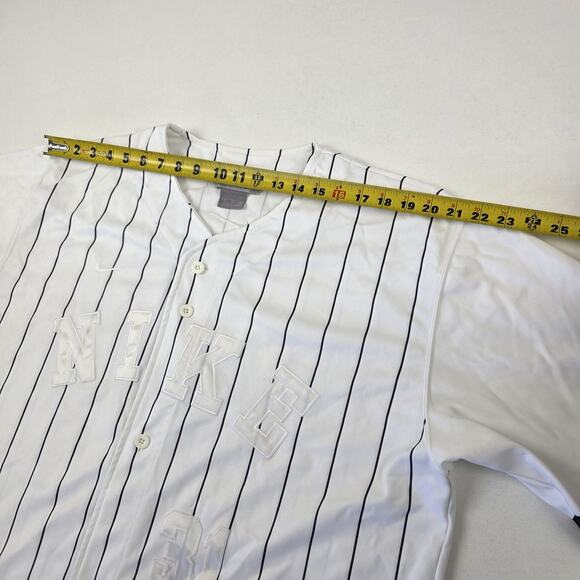 Vtg Y2k Nike Jersey Shirt Mens Extra Large Pinstripe Button Up 31 Baseball 90s - Picture 8 of 12